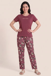 Zivame Buttersoft Fruity Collection Knit Poly Pyjama Set - Mesa Rose — thumbnail 2